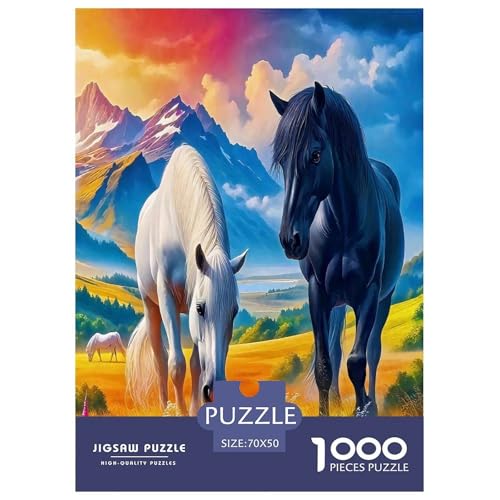 Pferd Puzzle 1000 Teile Schwer Puzzle Spielzeug Lernspiel Impossible Herausforderungsspielzeug Für Erwachsene Kinder 70x50cm/1000pcs von JLZBXCUER