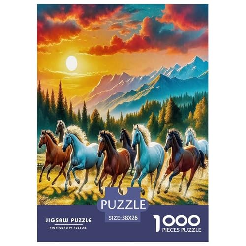 Pferd Puzzle 1000 Teile Schwer Puzzle Spielzeug Pädagogisches Spiel Impossible Herausforderungsspielzeug Für Erwachsene Kinder 38x26cm/1000pcs von JLZBXCUER