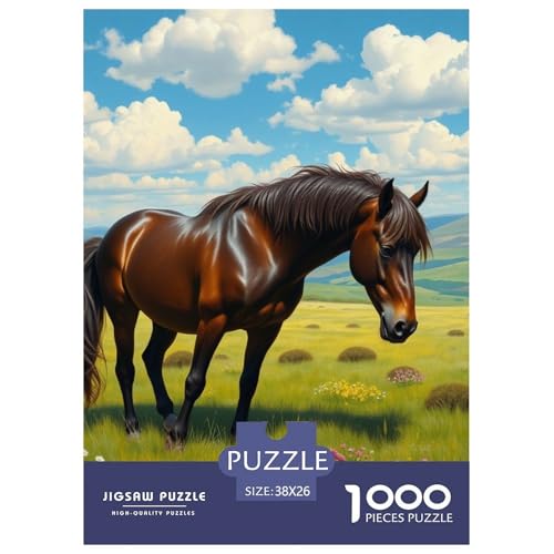 Pferd Puzzle 1000-teilige Schwer Puzzle Spielzeug Lernspiel Impossible Tier Herausforderung Spielzeug Für Erwachsene Und Kinder in Bewährter 38x26cm/1000pcs von JLZBXCUER