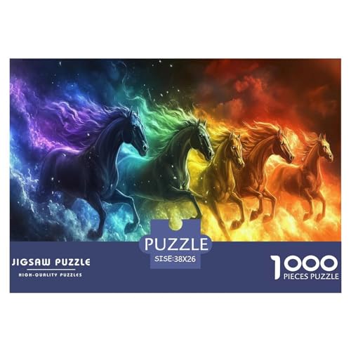 Pferd Puzzles 1000 Teile Schwer Puzzle Spielzeug Lernspiel Impossible Herausforderungsspielzeug Für Erwachsene Kinder 38x26cm/1000pcs von JLZBXCUER