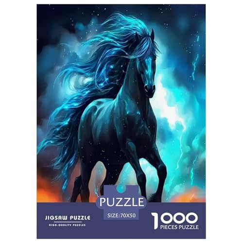 Pferd Puzzles 1000 Teile Schwer Puzzle Spielzeug Pädagogisches Spiel Impossible Herausforderungsspielzeug Für Erwachsene Kinder 70x50cm/1000pcs von JLZBXCUER
