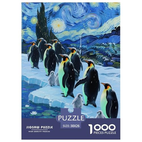 Pinguin Puzzles 1000-teilige Schwer Puzzle Spielzeug Lernspiel Impossible Herausforderungsspielzeug Für Erwachsene Kinder 38x26cm/1000pcs von JLZBXCUER