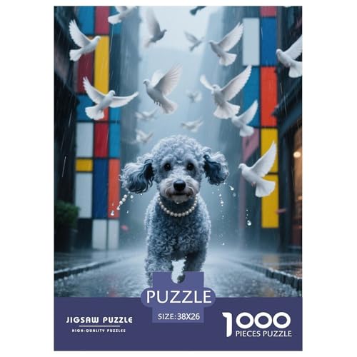 Poodle Puzzle 1000-teilige Schwer Puzzle Spielzeug Lernspiel Impossible Herausforderungsspielzeug Für Erwachsene Kinder 38x26cm/1000pcs von JLZBXCUER