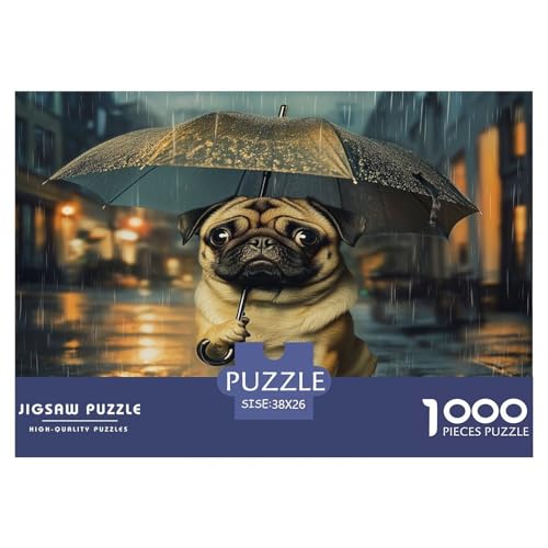 Pug Puzzle 1000 Teile Schwer Puzzle Spielzeug Lernspiel Impossible Herausforderung Spielzeug Für Erwachsene Kinder 38x26cm/1000pcs von JLZBXCUER
