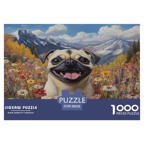 Pug Puzzle 1000 Teile Schwer Puzzle Spielzeug Lernspiel Impossible Herausforderungsspielzeug Für Erwachsene Und Kinder Ab 14 Jahren 38x26cm/1000pcs von JLZBXCUER