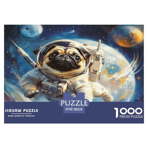 Pug Puzzle 1000-teilige Schwer Puzzle Spielzeug Lernspiel Impossible Herausforderung Spielzeug Für Erwachsene Kinder 38x26cm/1000pcs von JLZBXCUER