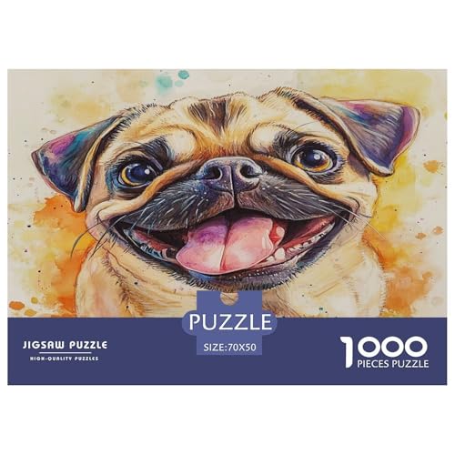 Pug Puzzles 1000 Teile Schwer Puzzle Spielzeug Lernspiel Impossible Herausforderungsspielzeug Für Erwachsene Und Kinder Ab 12 Jahren 70x50cm/1000pcs von JLZBXCUER