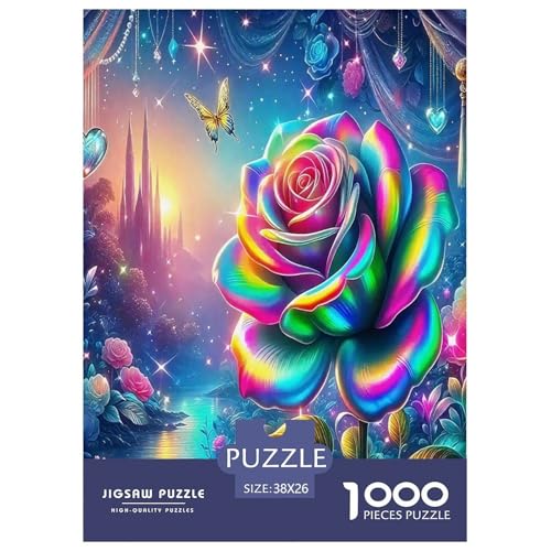 Rose Puzzle 1000-teilige Schwer Puzzle Spielzeug Pädagogisches Spiel Impossible Herausforderungsspielzeug Für Erwachsene Kinder 38x26cm/1000pcs von JLZBXCUER