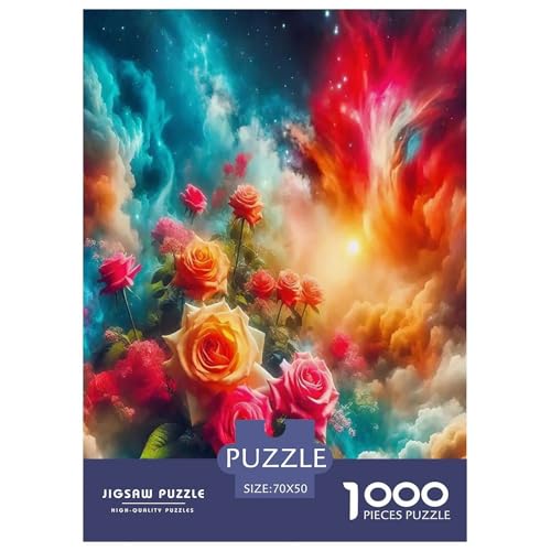 Rose Puzzle 1000-teilige Schwer Puzzle Spielzeug Pädagogisches Spiel Impossible Herausforderungsspielzeug Für Erwachsene Kinder 70x50cm/1000pcs von JLZBXCUER