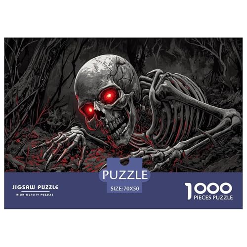 Schädel Puzzle 1000-teilige Schwer Puzzle Spielzeug Lernspiel Impossible Herausforderungsspielzeug Für Erwachsene Kinder 70x50cm/1000pcs von JLZBXCUER
