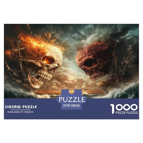 Schädel Puzzles 1000-teilige Schwer Puzzle Spielzeug Lernspiel Impossible Herausforderungsspielzeug Für Erwachsene Kinder 38x26cm/1000pcs von JLZBXCUER