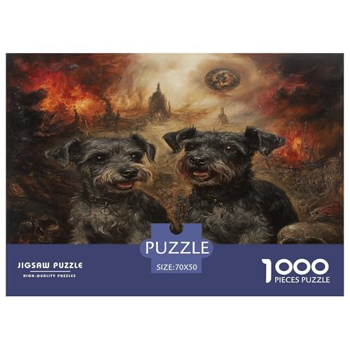 Schnauzer Puzzle 1000 Teile Schwer Puzzle Spielzeug Lernspiel Impossible Herausforderungsspielzeug Für Erwachsene Kinder 70x50cm/1000pcs von JLZBXCUER