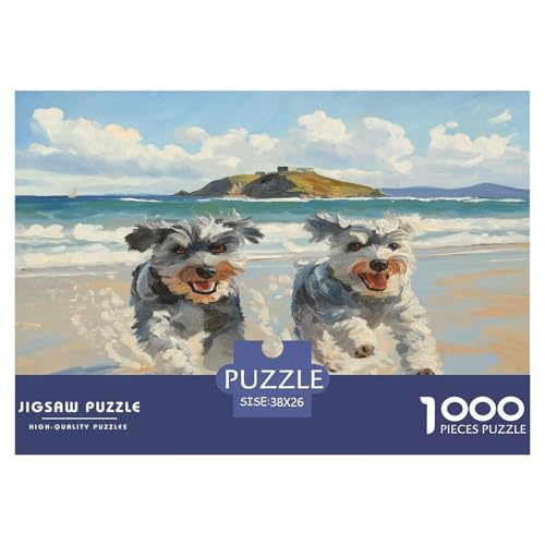 Schnauzer Puzzle 1000-teilige Schwer Puzzle Spielzeug Lernspiel Impossible Herausforderung Spielzeug Für Erwachsene Kinder 38x26cm/1000pcs von JLZBXCUER