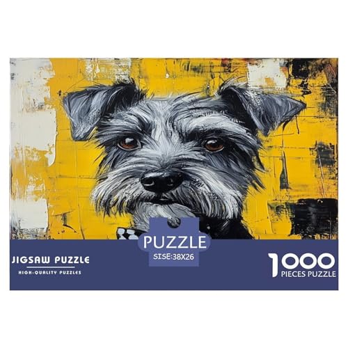 Schnauzer Puzzles 1000 Teile Schwer Puzzle Spielzeug Lernspiel Impossible Herausforderungsspielzeug Für Erwachsene Kinder 38x26cm/1000pcs von JLZBXCUER