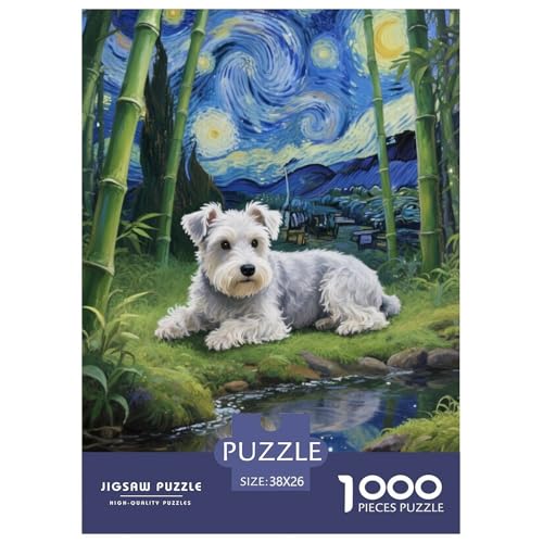 Schnauzer Puzzles 1000-teilige Schwer Puzzle Spielzeug Lernspiel Impossible Herausforderungsspielzeug Für Erwachsene Kinder 38x26cm/1000pcs von JLZBXCUER