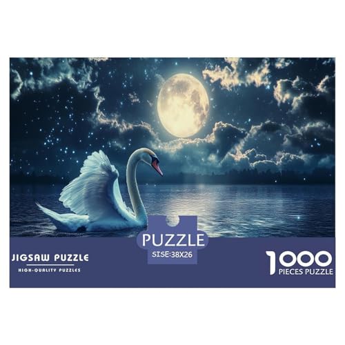 Schwan Puzzle 1000 Teile Schwer Puzzle Spielzeug Lernspiel Impossible künstlerischer Stil Herausforderungsspielzeug Für Erwachsene Kinder 38x26cm/1000pcs von JLZBXCUER