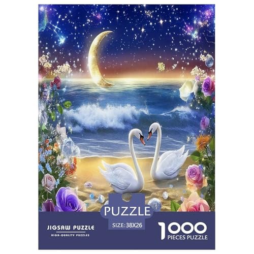 Schwan Puzzles 1000 Teile Schwer Puzzle Spielzeug Pädagogisches Spiel Impossible Herausforderungsspielzeug Für Erwachsene Kinder 38x26cm/1000pcs von JLZBXCUER