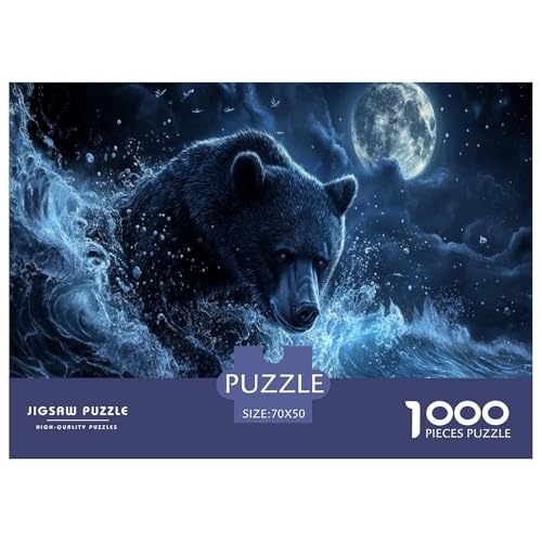 Schwarzer Bär Puzzles 1000-teilige Schwer Puzzle Spielzeug Lernspiel Impossible Herausforderungsspielzeug Für Erwachsene Und Kinder in Bewährter 70x50cm/1000pcs von JLZBXCUER