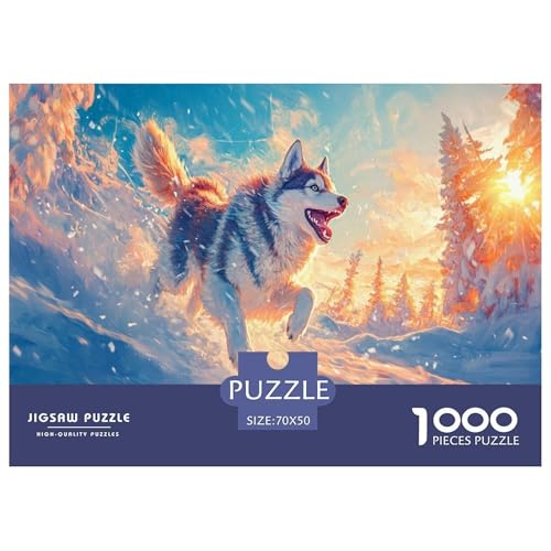 Sibirischer Husky Puzzles 1000 Teile Schwer Puzzle Spielzeug Lernspiel Impossible Herausforderung Spielzeug Für Erwachsene Kinder 70x50cm/1000pcs von JLZBXCUER