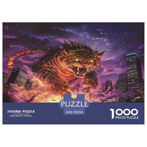 Tiger Puzzle 1000 Teile Schwer Puzzle Spielzeug Lernspiel Impossible Herausforderungsspielzeug Für Erwachsene Kinder 70x50cm/1000pcs von JLZBXCUER