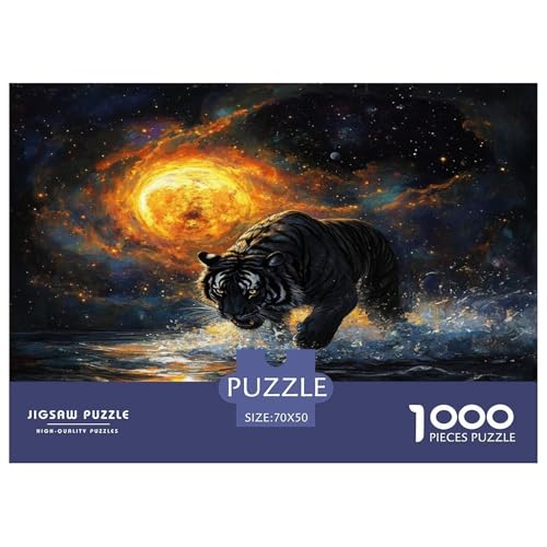 Tiger Puzzle 1000-teilige Schwer Puzzle Spielzeug Lernspiel Impossible Herausforderung Spielzeug Für Erwachsene Kinder 70x50cm/1000pcs von JLZBXCUER