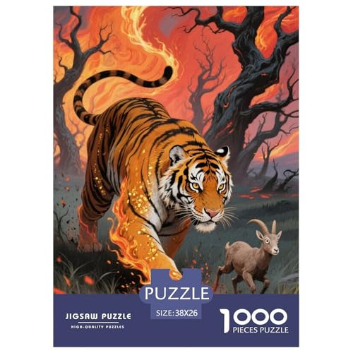 Tiger Puzzle 1000-teilige Schwer Puzzle Spielzeug Lernspiel Impossible Herausforderungsspielzeug Für Erwachsene Kinder 38x26cm/1000pcs von JLZBXCUER