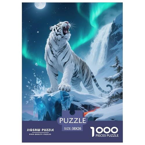 Tiger Puzzle 1000-teilige Schwer Puzzle Spielzeug Lernspiel Impossible Herausforderungsspielzeug Für Erwachsene Kinder 38x26cm/1000pcs von JLZBXCUER