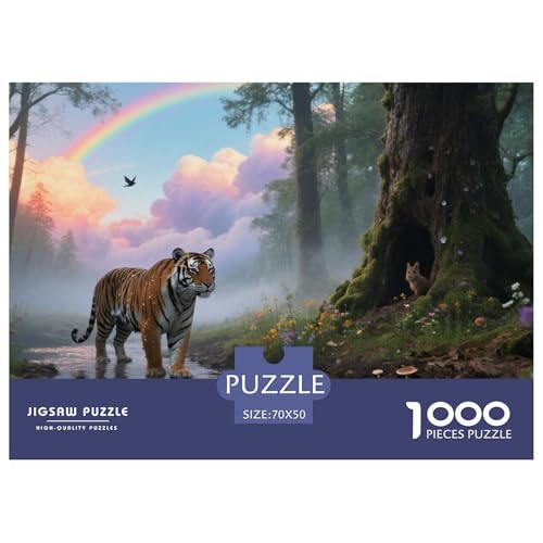 Tiger Puzzle 1000-teilige Schwer Puzzle Spielzeug Pädagogisches Spiel Impossible Wildtiere Herausforderungsspielzeug Für Erwachsene Und Kinder in Bewährter 70x50cm/1000pcs von JLZBXCUER