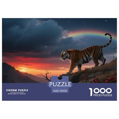 Tiger Puzzles 1000 Teile Schwer Puzzle Spielzeug Lernspiel Impossible Wildtiere Herausforderungsspielzeug Für Erwachsene Kinder 70x50cm/1000pcs von JLZBXCUER