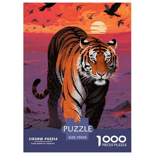 Tiger Puzzles 1000-teilige Schwer Puzzle Spielzeug Lernspiel Impossible Herausforderungsspielzeug Für Erwachsene Und Kinder in Bewährter 70x50cm/1000pcs von JLZBXCUER