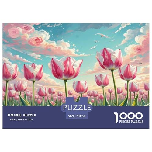 Tulpen Puzzle 1000-teilige Schwer Puzzle Spielzeug Lernspiel Impossible Herausforderung Spielzeug Für Erwachsene Kinder 70x50cm/1000pcs von JLZBXCUER