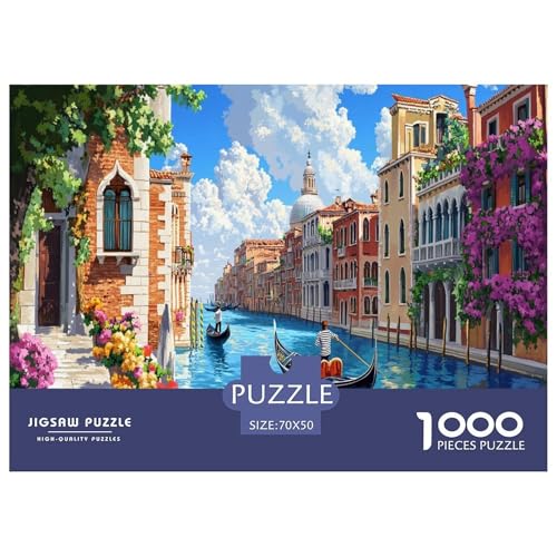 Venedig Wasserstadt Puzzles 1000 Teile Schwer Puzzle Spielzeug Pädagogisches Spiel Impossible Kanal Herausforderung Spielzeug Für Erwachsene Und Kinder Ab 14 Jahren 70x50cm/1000pcs von JLZBXCUER