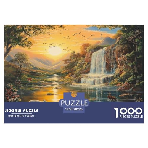 Wasserfall Puzzles 1000-teilige Schwer Puzzle Spielzeug Lernspiel Impossible Herausforderungsspielzeug Für Erwachsene Kinder 38x26cm/1000pcs von JLZBXCUER