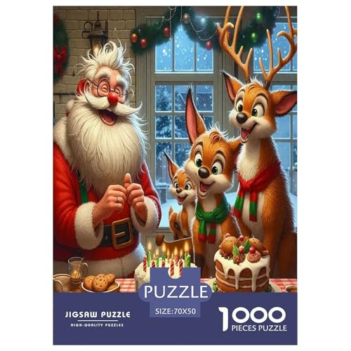 Weihnachtsmann Puzzle 1000 Teile Schwer Puzzle Spielzeug Lernspiel Impossible Herausforderungsspielzeug Für Erwachsene Kinder 70x50cm/1000pcs von JLZBXCUER