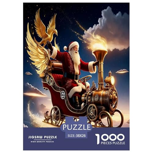 Weihnachtsmann Puzzle 1000 Teile Schwer Puzzle Spielzeug Pädagogisches Spiel Impossible Herausforderungsspielzeug Für Erwachsene Kinder 38x26cm/1000pcs von JLZBXCUER