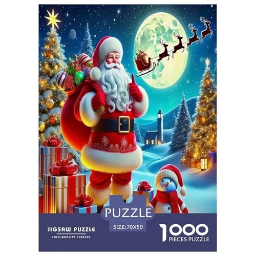 Weihnachtsmann Puzzle 1000 Teile Schwer Puzzle Spielzeug Pädagogisches Spiel Impossible Herausforderungsspielzeug Für Erwachsene Kinder 70x50cm/1000pcs von JLZBXCUER