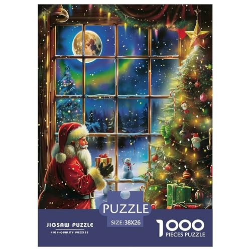 Weihnachtsmann Puzzle 1000-teilige Schwer Puzzle Spielzeug Lernspiel Impossible Herausforderungsspielzeug Für Erwachsene Kinder 38x26cm/1000pcs von JLZBXCUER