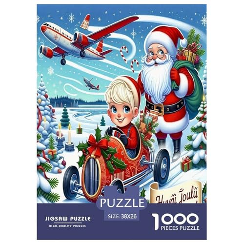Weihnachtsmann Puzzle 1000-teilige Schwer Puzzle Spielzeug Lernspiel Impossible Herausforderungsspielzeug Für Erwachsene Kinder 38x26cm/1000pcs von JLZBXCUER