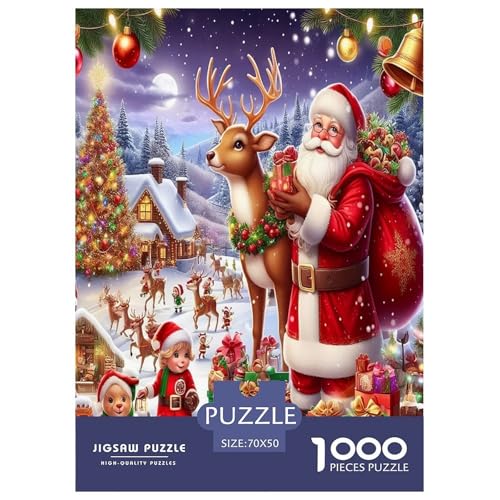 Weihnachtsmann Puzzle 1000-teilige Schwer Puzzle Spielzeug Lernspiel Impossible Herausforderungsspielzeug Für Erwachsene Kinder 70x50cm/1000pcs von JLZBXCUER