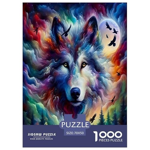 Wolf Puzzle 1000 Teile Schwer Puzzle Spielzeug Lernspiel Impossible Herausforderungsspielzeug Für Erwachsene Kinder 70x50cm/1000pcs von JLZBXCUER