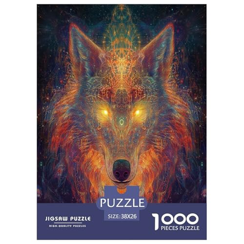 Wolf Puzzle 1000 Teile Schwer Puzzle Spielzeug Pädagogisches Spiel Impossible Herausforderungsspielzeug Für Erwachsene Kinder 38x26cm/1000pcs von JLZBXCUER