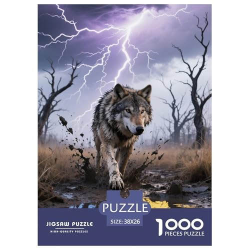 Wolf Puzzle 1000-teilige Schwer Puzzle Spielzeug Lernspiel Impossible Herausforderungsspielzeug Für Erwachsene Kinder 38x26cm/1000pcs von JLZBXCUER