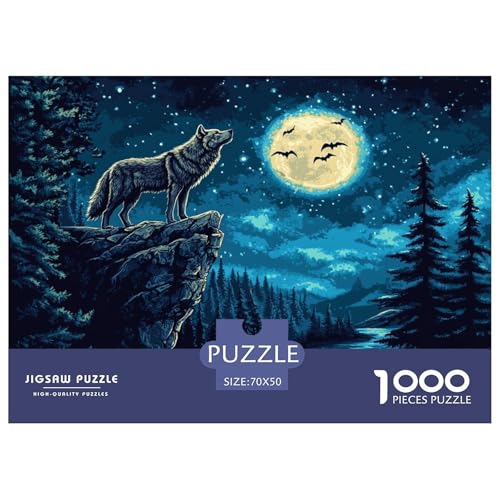 Wolf Puzzle 1000-teilige Schwer Puzzle Spielzeug Lernspiel Impossible Herausforderungsspielzeug Für Erwachsene Kinder 70x50cm/1000pcs von JLZBXCUER