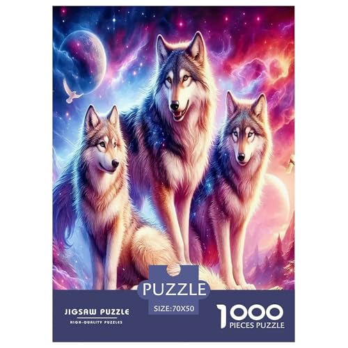 Wolf Puzzle 1000-teilige Schwer Puzzle Spielzeug Pädagogisches Spiel Impossible Herausforderungsspielzeug Für Erwachsene Kinder 70x50cm/1000pcs von JLZBXCUER