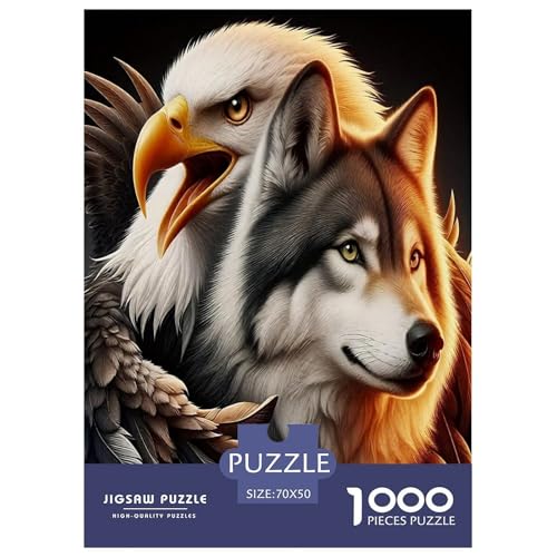 Wolf Puzzles 1000 Teile Schwer Puzzle Spielzeug Pädagogisches Spiel Impossible Herausforderungsspielzeug Für Erwachsene Kinder 70x50cm/1000pcs von JLZBXCUER