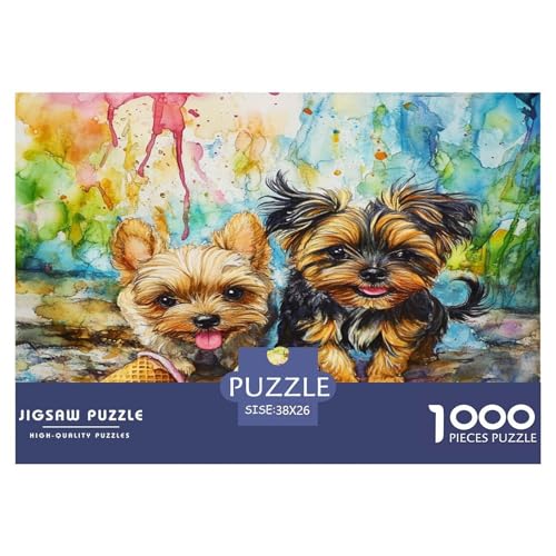 Yorkshire Terrier Puzzle 1000 Teile Schwer Puzzle Spielzeug Pädagogisches Spiel Impossible Herausforderung Spielzeug Für Erwachsene Und Kinder Ab 12 Jahren 38x26cm/1000pcs von JLZBXCUER