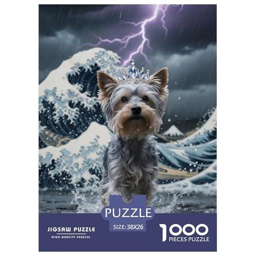 Yorkshire Terrier Puzzle 1000 Teile Schwer Puzzle Spielzeug Pädagogisches Spiel Impossible Herausforderungsspielzeug Für Erwachsene Kinder 38x26cm/1000pcs von JLZBXCUER