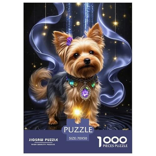 Yorkshire Terrier Puzzle 1000-teilige Schwer Puzzle Spielzeug Lernspiel Impossible Herausforderungsspielzeug Für Erwachsene Kinder 70x50cm/1000pcs von JLZBXCUER