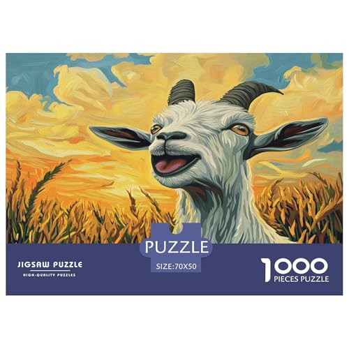 Ziege Puzzles 1000 Teile Schwer Puzzle Spielzeug Lernspiel Impossible Herausforderungsspielzeug Für Erwachsene Kinder 70x50cm/1000pcs von JLZBXCUER