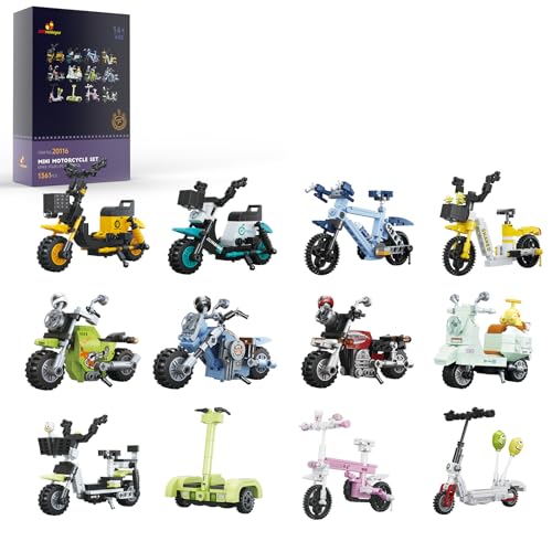 JMBricklayer Technik Motorrad und Mountainbike Bausteine Sets für Mädchen, 20116 Reiseutensilien Klemmbausteine, Mini Motorradspielzeug Modellbausatz für Erwachsene und Jungen von JMBricklayer